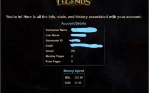 CONTA LEAGUE OF LEGENDS DIAMANTE 5 94 SKINS