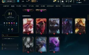 Unranked com 115 Champs e 81 Skins + 700 Espolios