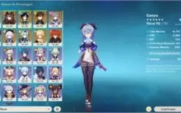 Venda Conta Genshin AR56 Ganyu + Amos, Hutao, Venti, Zhongli