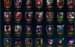 Conta  Ouro 3 64 Campeoes Nivel 95 Riven Emissaria E Mais