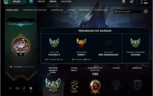 Conta de LoL - Plat / Gold 1 - 45 Champs - 12 Skins