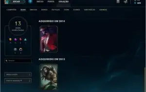 Conta de LoL - Plat / Gold 1 - 45 Champs - 12 Skins