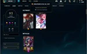 Conta ouro 3 com 137 champs e 93 skins + 800k de Talon
