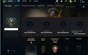 Conta unranked com 34 Champs e 11 Skins + 3 Fragmentos
