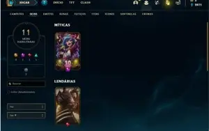 Conta unranked com 34 Champs e 11 Skins + 3 Fragmentos