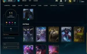 Conta unranked com 34 Champs e 11 Skins + 3 Fragmentos