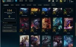 Conta unranked com 34 Champs e 11 Skins + 3 Fragmentos