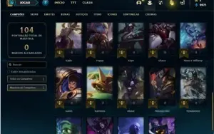Conta unranked com 34 Champs e 11 Skins + 3 Fragmentos