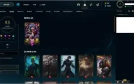 Conta LOL Platina - 102 champions e 43 skins - lvl 184