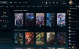 Vendo conta de lol com 92 skins lv 176