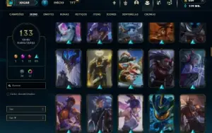 Diamante 4 com TODOS os champs e 133 Skins ( JG / MID )