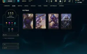 Diamante 4 com TODOS os champs e 133 Skins ( JG / MID )
