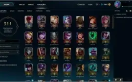 Conta Bronze 1 20 skins e 103 champions.