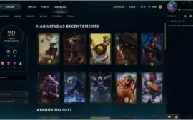 Conta Bronze 1 20 skins e 103 champions.