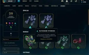 Conta Platina 4 com TODOS os champ e 162 Skins + 2 Prestigio