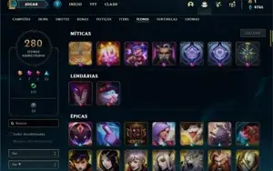 Conta Platina 4 com TODOS os champ e 162 Skins + 2 Prestigio