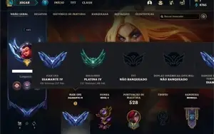 Conta Platina 4 com TODOS os champ e 162 Skins + 2 Prestigio