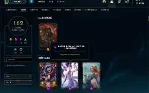 Conta Platina 4 com TODOS os champ e 162 Skins + 2 Prestigio