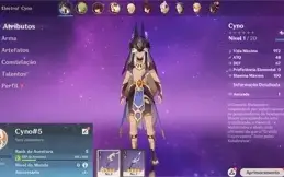 Contas Genshin Impact AR 5 com Cyno