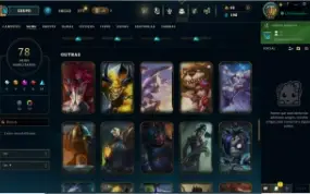Conta de LoL Platina 4 com 140 campeões e 78 skins