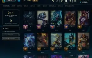 Mestre com 150 Champs e 20 Skins ( 600 PDL )