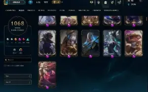 Conta LoL 1068 skins, 12 anos de conta