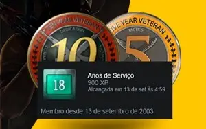 CONTA STEAM 18 ANOS (13 SETEMBRO DE 2003) COM 10 e 5 ANOS