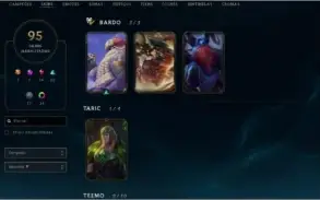 Conta unrankded com Oriana Vitoriosa, 95 champs e 95 skins