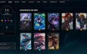 CONTA LOW LEVEL, 2 SKIN YASUO 3 MITICAS 1 HEXTEC 1 LENDÁRIA