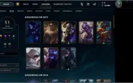 CONTA OURO 1, TODOS OS CHAMPS, 51 SKINS