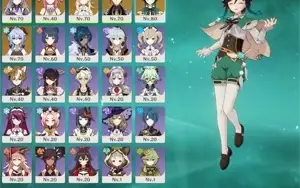 Venti, Zhongli, Ganyu, Yae Miko, Keqing + 2 armas 5* Ar47