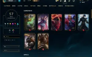 Unranked com 95 Champs e 57 Skins