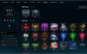 Conta league of legends 333 skins Diamond IV