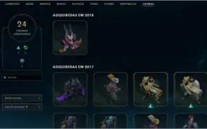 Conta league of legends 333 skins Diamond IV