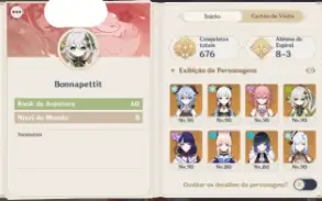 Conta Genshin Impact AR60 21 Personagens 5 Estrelas