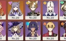 Ar57, Personagens Xiaoc1,Yoimiya,Ayato,kazuha,jeanc2,qiqic1,