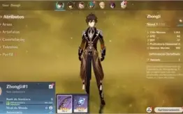 Contas Genshin Impact AR 5 e 7 com Zhongli