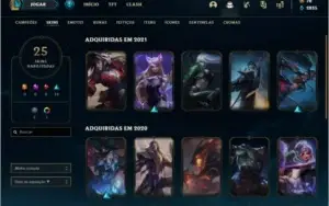 Conta prata 1 com 25 skins e 69 champs