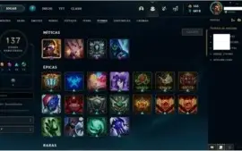 Conta MESTRE com 418 skins (Míticas, Hextec, Raras)