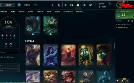 Conta LoL com 109 skins sendo 10 lendárias