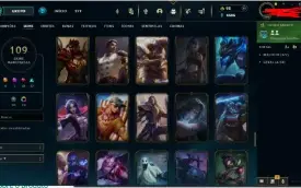 Conta LoL com 109 skins sendo 10 lendárias