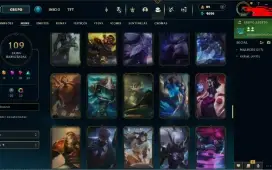 Conta LoL com 109 skins sendo 10 lendárias