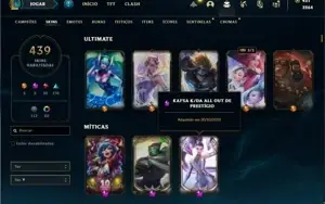 Conta Platina 4 com TODOS os champs e 439 Skins + 67 Cromas