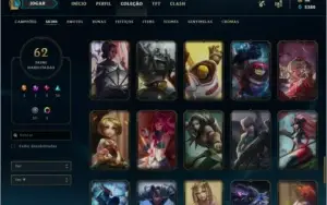 Conta League of Legends 114 campeões, 62 skins GOLD 4