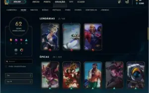 Conta League of Legends 114 campeões, 62 skins GOLD 4