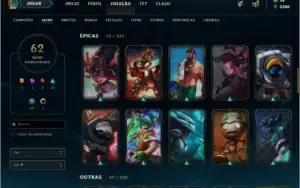 Conta League of Legends 114 campeões, 62 skins GOLD 4
