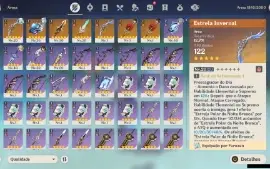 GENSHIN IMPACT - AR47 , 4 personagens T5 e 7 Armas T5 +3 Bis