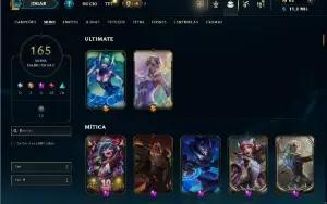 Unranked com TODOS os champs e 165 Skins + 4 Prestigios