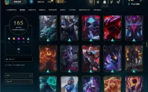 Unranked com TODOS os champs e 165 Skins + 4 Prestigios