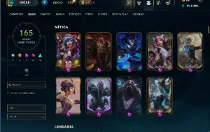 Unranked com TODOS os champs e 165 Skins + 4 Prestigios